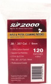 Slip 2000 Cleaning Patches (Option: 2.5"Sq .38/357/40/9Mm 120-Pack)