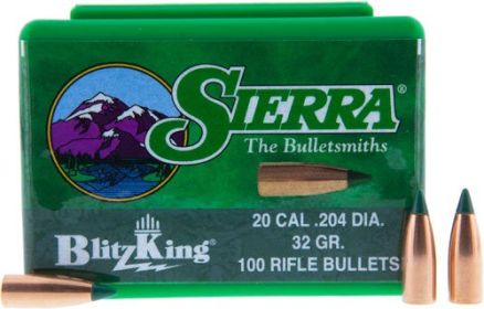 Sierra Bullets .20 Cal .204 (Option: 32Gr Blitzking 100Ct)