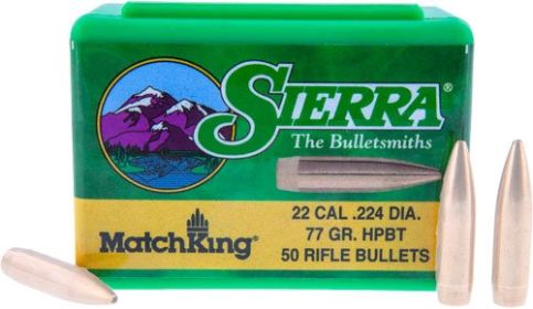 Sierra Bullets .22 Cal .224 (Option: 77Gr Hpbt W/Cannelure 50Ct)